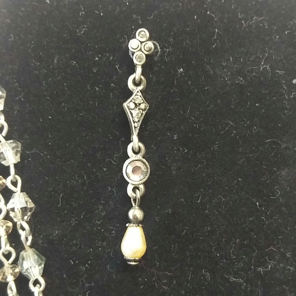 Pearls, Crystal, Silvertone Multi Strand And Marq… - image 3